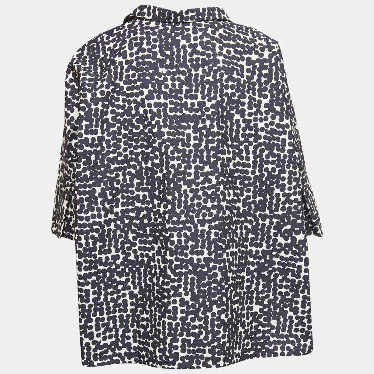 Pre Owned CH Carolina Herrera Black Dot Printed Cotton Tunic Top S