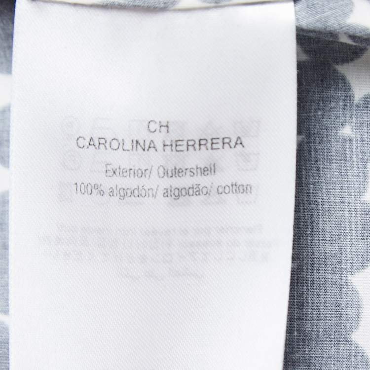 Pre Owned CH Carolina Herrera Black Dot Printed Cotton Tunic Top S