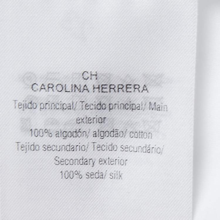 Pre Owned CH Carolina Herrera White Cotton Tie Detail Tunic Top S