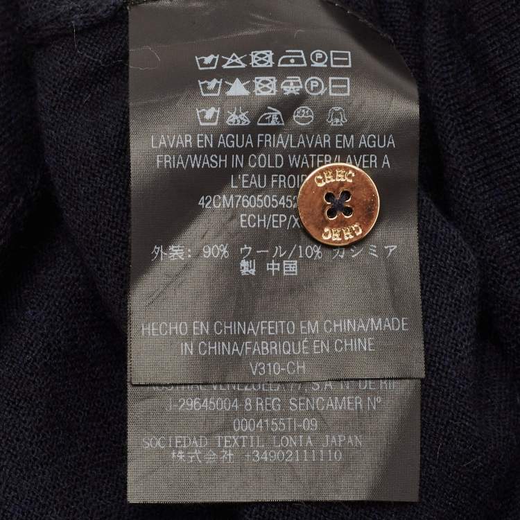 Pre Owned CH Carolina Herrera Navy Blue Knit Buttoned Cardigan XS 