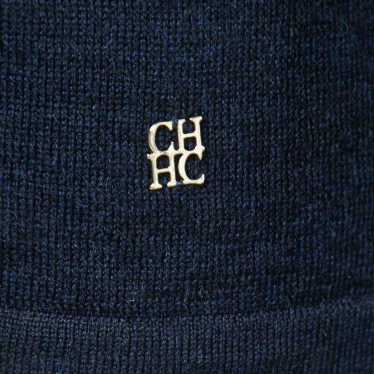 Pre Owned CH Carolina Herrera Navy Blue Knit Buttoned Cardigan XS 