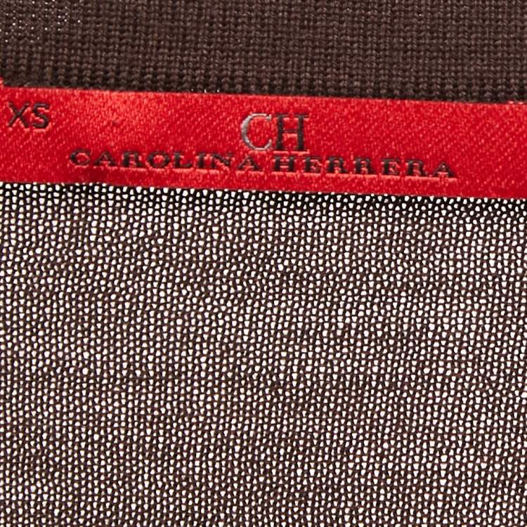 Pre Owned CH Carolina Herrera Brown Knit Buttoned Cardigan XS