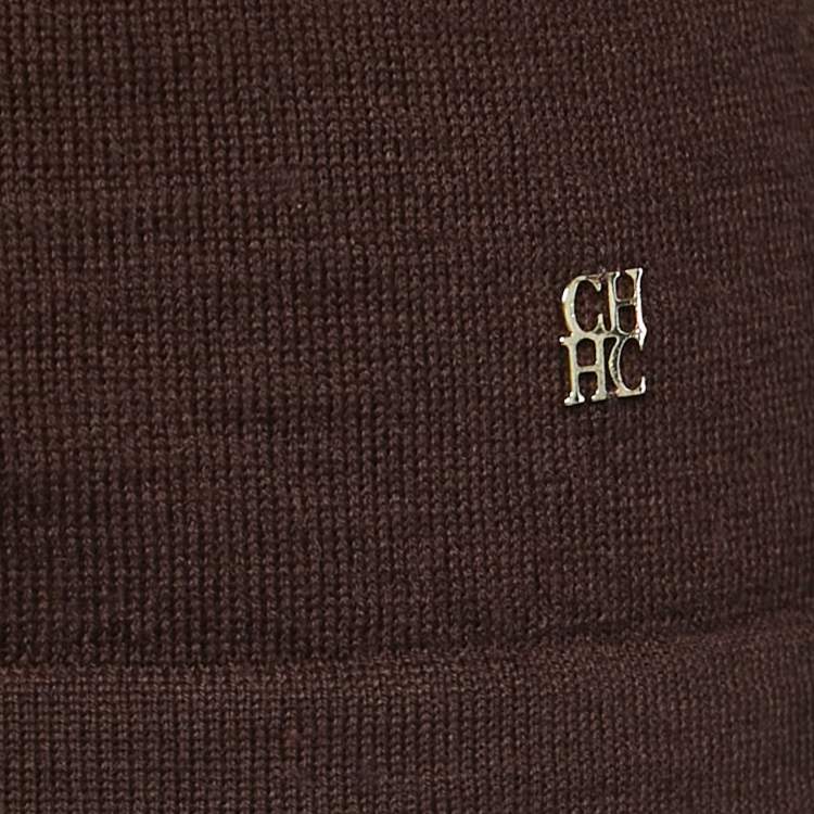 Pre Owned CH Carolina Herrera Brown Knit Buttoned Cardigan XS