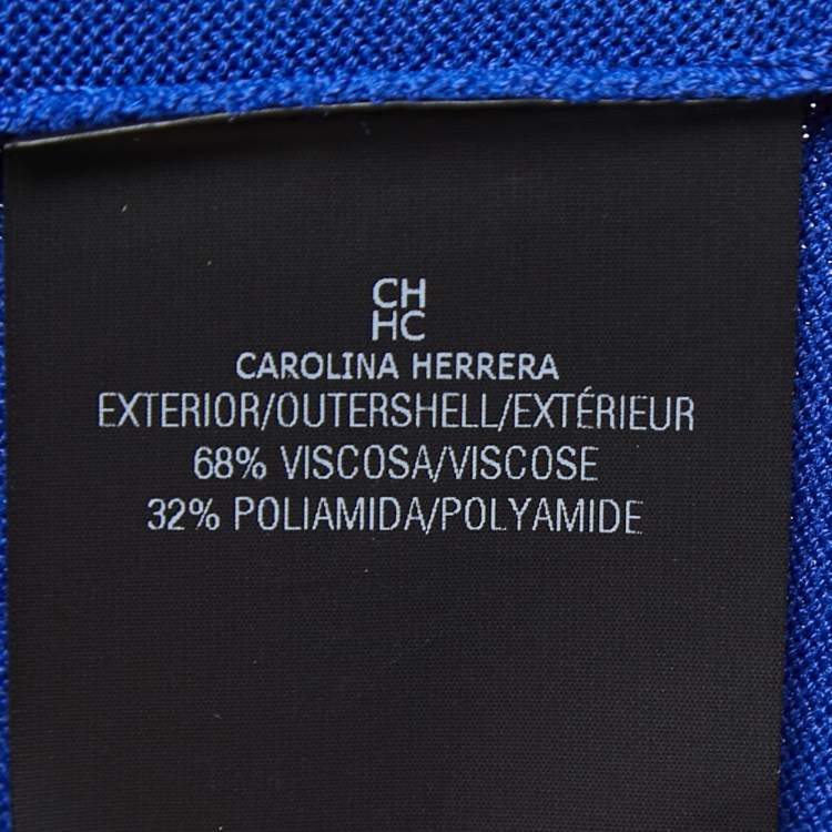 Pre Owned CH Carolina Herrera Blue Knit Buttoned 3/4 Sleeve Cardigan XS