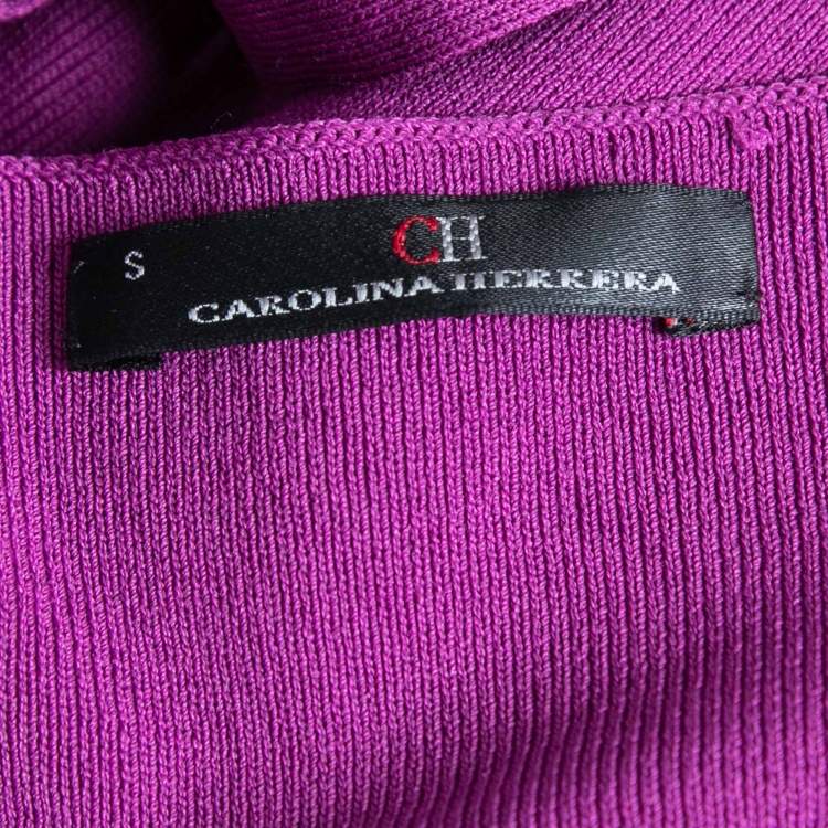 Pre Owned CH Carolina Herrera Purple Knit Sleeveless Belted Short Dress S