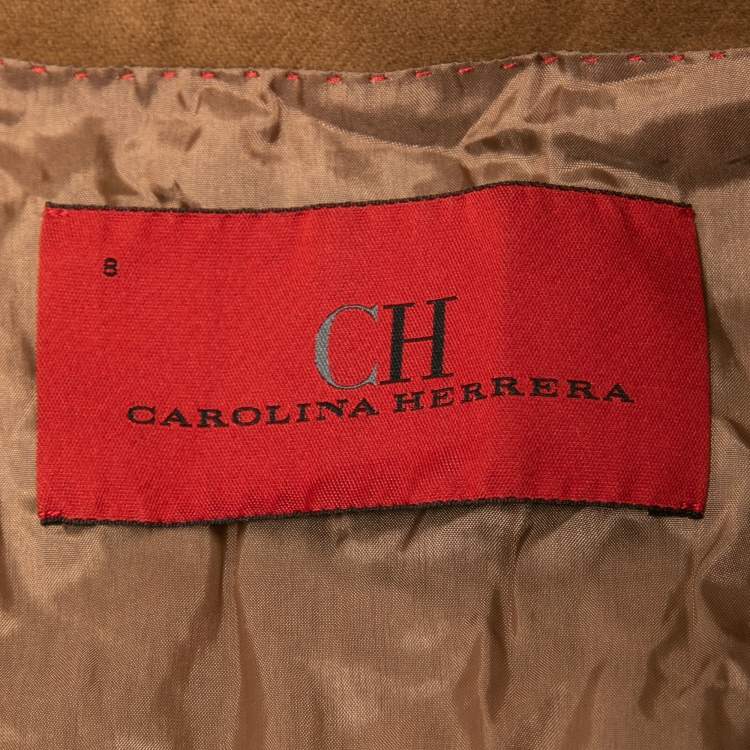Pre Owned CH Carolina Herrera Brown Wool Pocket Embroidered Blazer L