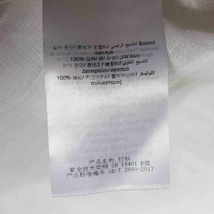Pre Owned CH Carolina Herrera White Linen Shirt & Printed Satin Palazzo Pants Set M