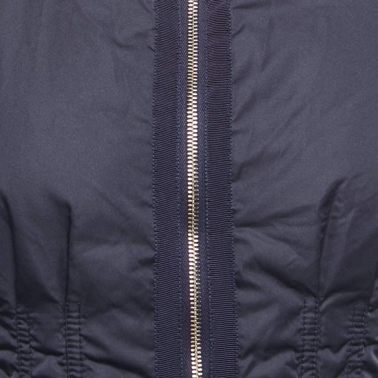 Pre Owned CH Carolina Herrera Navy Blue Synthetic Zip Front Sleeveless Down Jacket XS