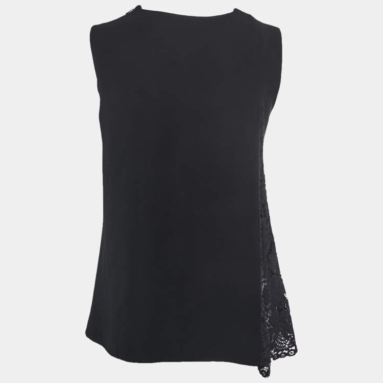 Pre Owned CH Carolina Herrera Black Crepe Sleeveless A-Line Top S