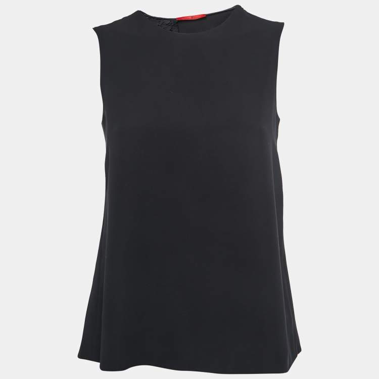 Pre Owned CH Carolina Herrera Black Crepe Sleeveless A-Line Top S