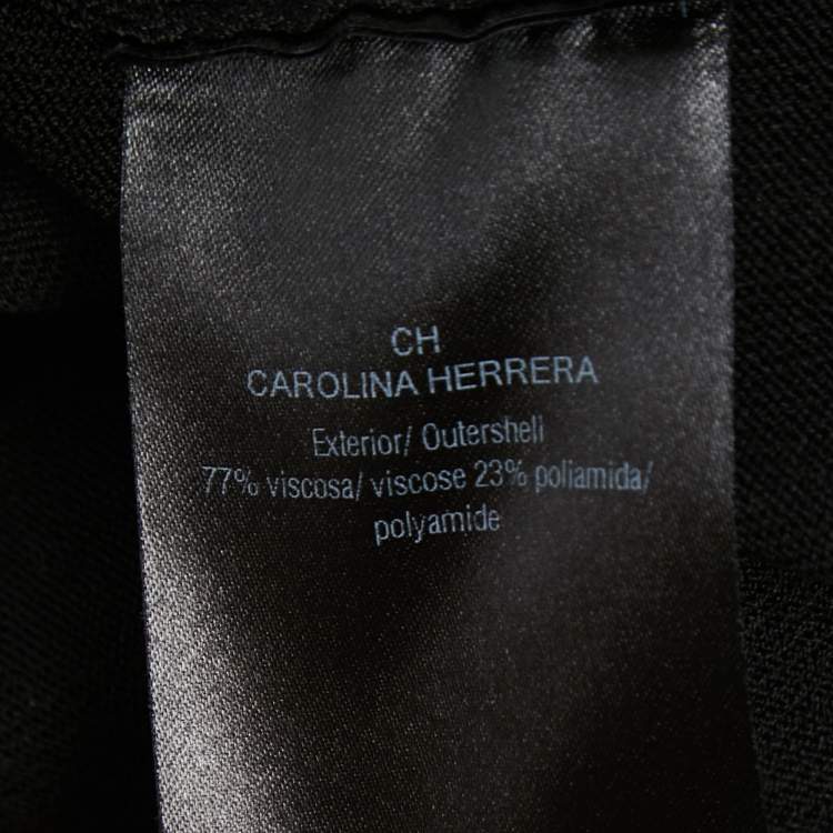 Pre Owned CH Carolina Herrera Black Jersey Bow Detail Contrast Trimmed Top XS