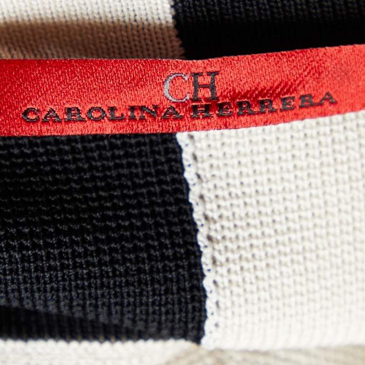 Pre Owned CH Carolina Herrera Color Block Knit Bow Detail Sheath Dress S