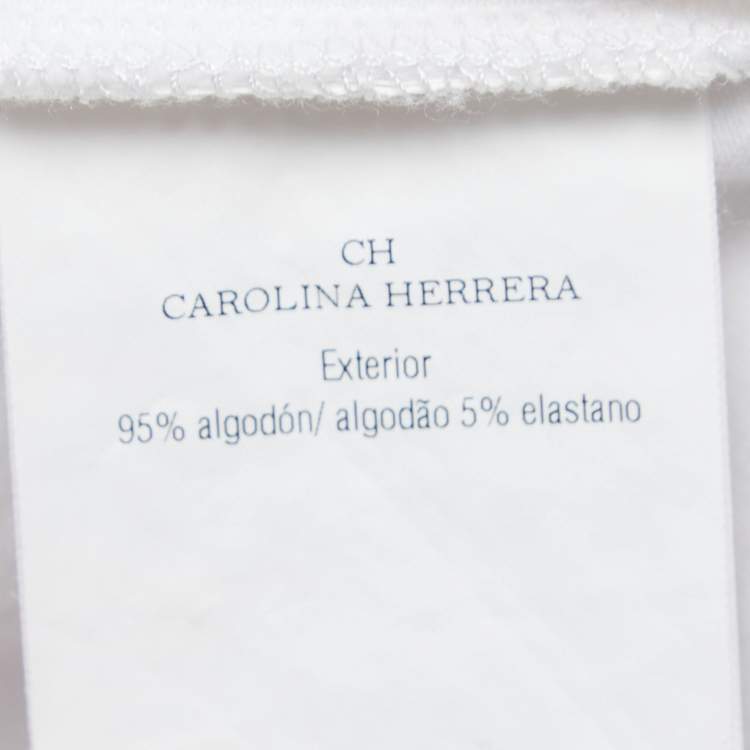 Pre Owned CH Carolina Herrera Cotton Logo Embroidered Short Sleeve T-Shirt S