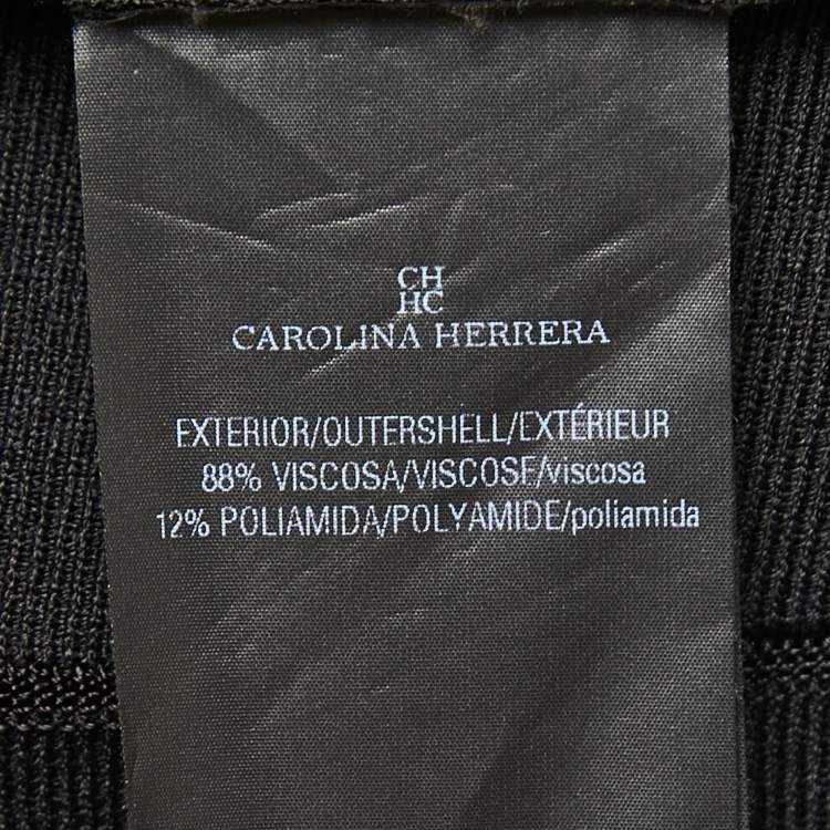Pre Owned CH Carolina Herrera Black Knit Flared Knee Length Skirt XS
