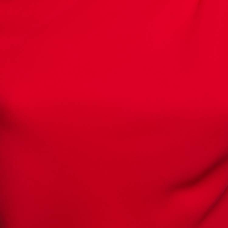 Pre Owned CH Carolina Herrera Red Crepe Knotted Sleeve Detail Top XS