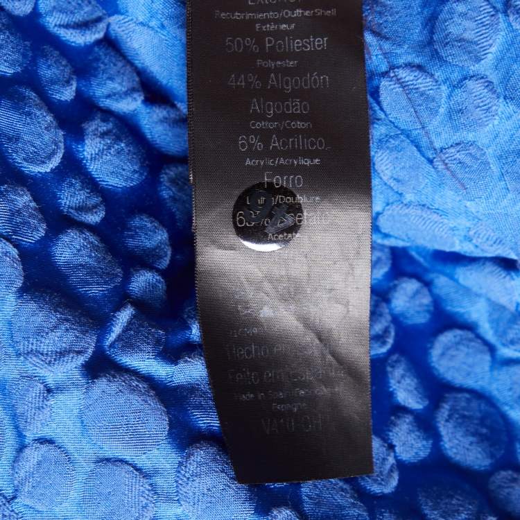 Pre Owned CH Carolina Herrera Blue Embossed Cotton Sheath Dress S