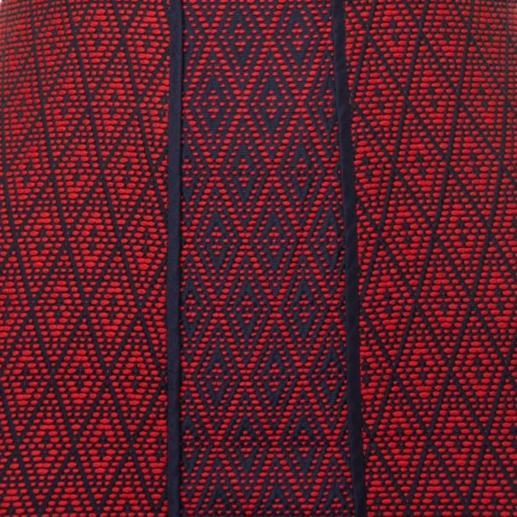 Pre Owned CH Carolina Herrera Red/Blue Cotton Diamond Embroidered Sleeveless Dress XS