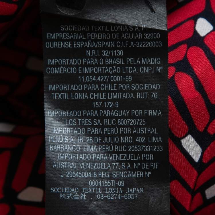 Pre Owned CH Carolina Herrera Red Printed Silk Belted Tunic Mini Dress S
