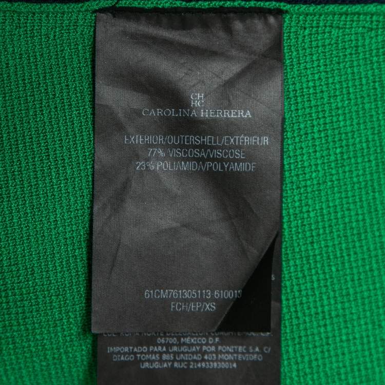 Pre Owned CH Carolina Herrera Green Knit Contrast Detailed Sleeveless Midi Dress XS