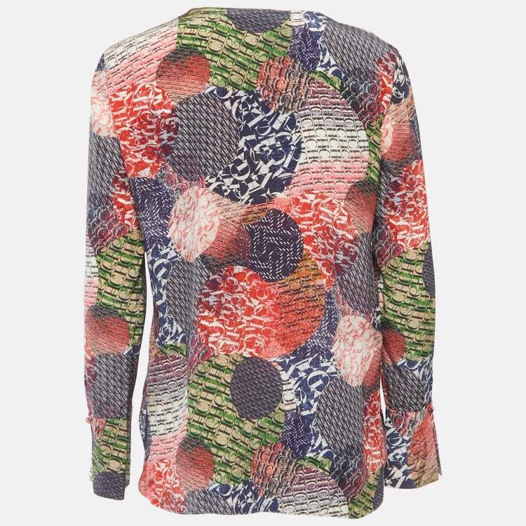مملوكة مسبقًا CH Carolina Herrera Multicolor Printed Silk Blouse M