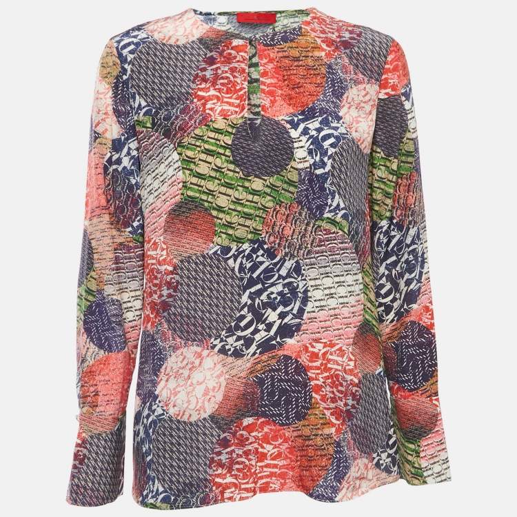 مملوكة مسبقًا CH Carolina Herrera Multicolor Printed Silk Blouse M