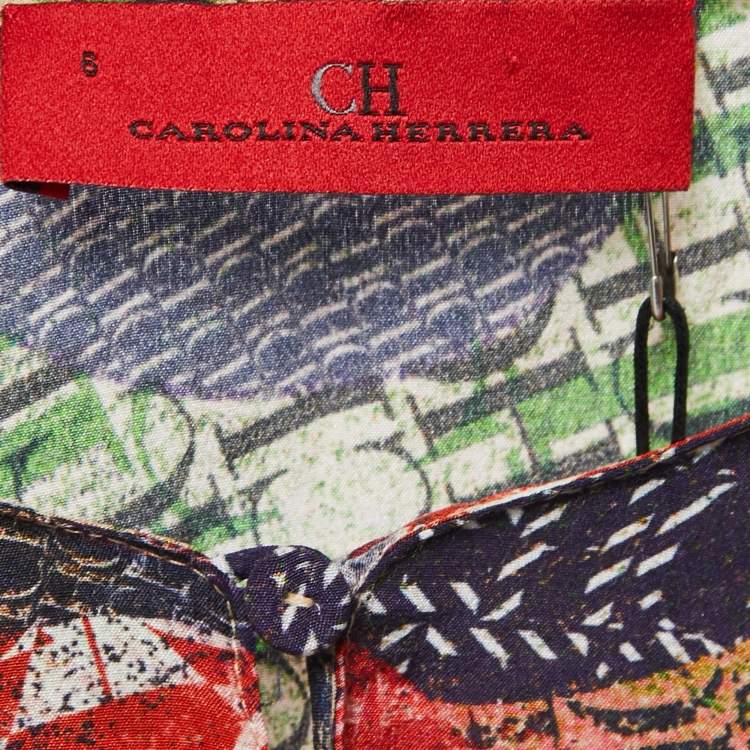 مملوكة مسبقًا CH Carolina Herrera Multicolor Printed Silk Blouse M