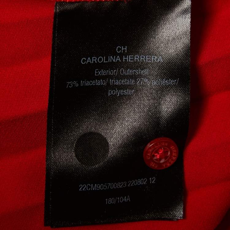 Pre Owned CH Carolina Herrera Red Crepe Pleated Midi Shirt Dress L