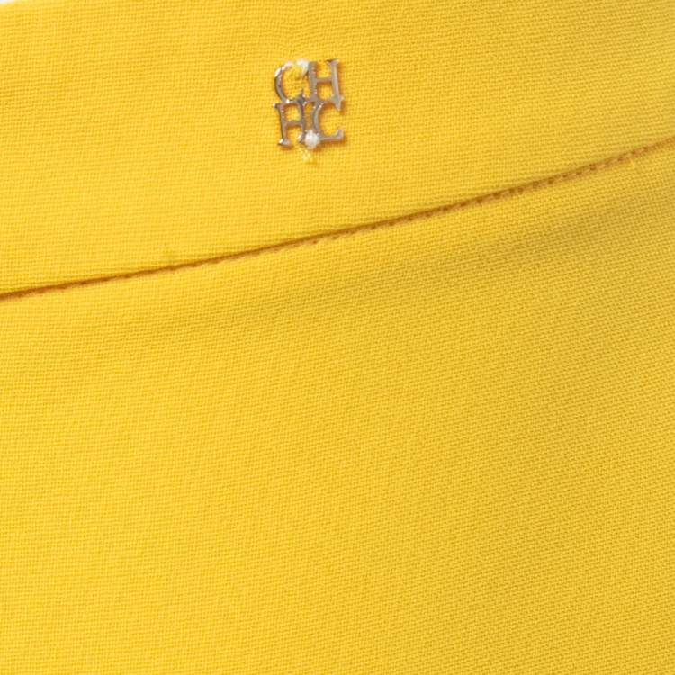 Pre Owned CH Carolina Herrera Yellow Crepe Tapered Trousers S