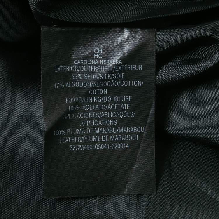 مملوكة مسبقًا CH Carolina Herrera Black Silk Blend Feather Trimmed Knee Length Skirt M