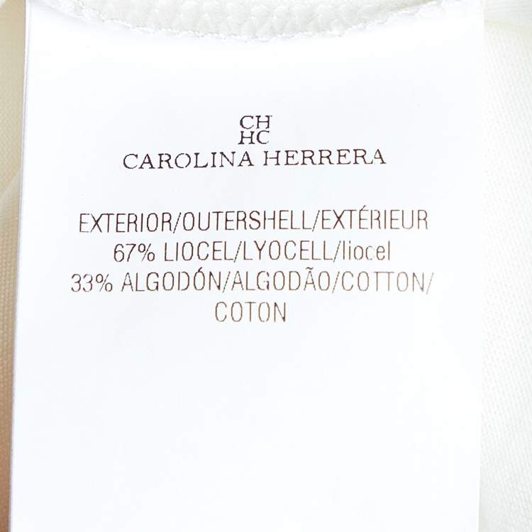 Pre Owned CH Carolina Herrera White Cotton Floral Pearl Applique T-Shirt M