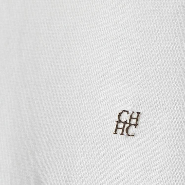 Pre Owned CH Carolina Herrera White Cotton Floral Pearl Applique T-Shirt M