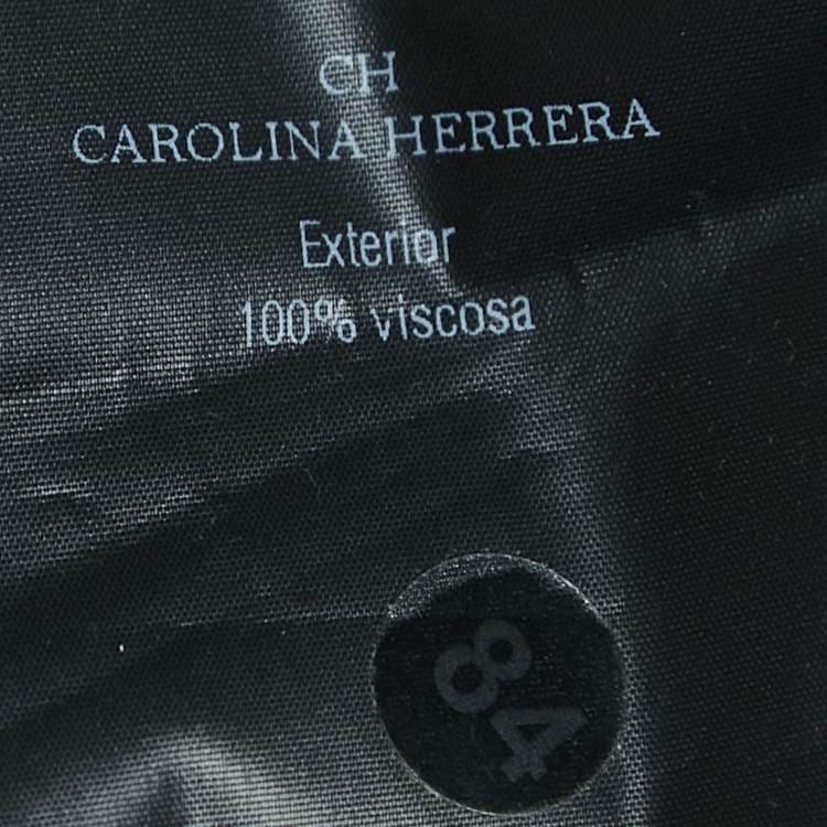 Pre Owned CH Carolina Herrera Black Patterned Crepe Shirt Blouse S