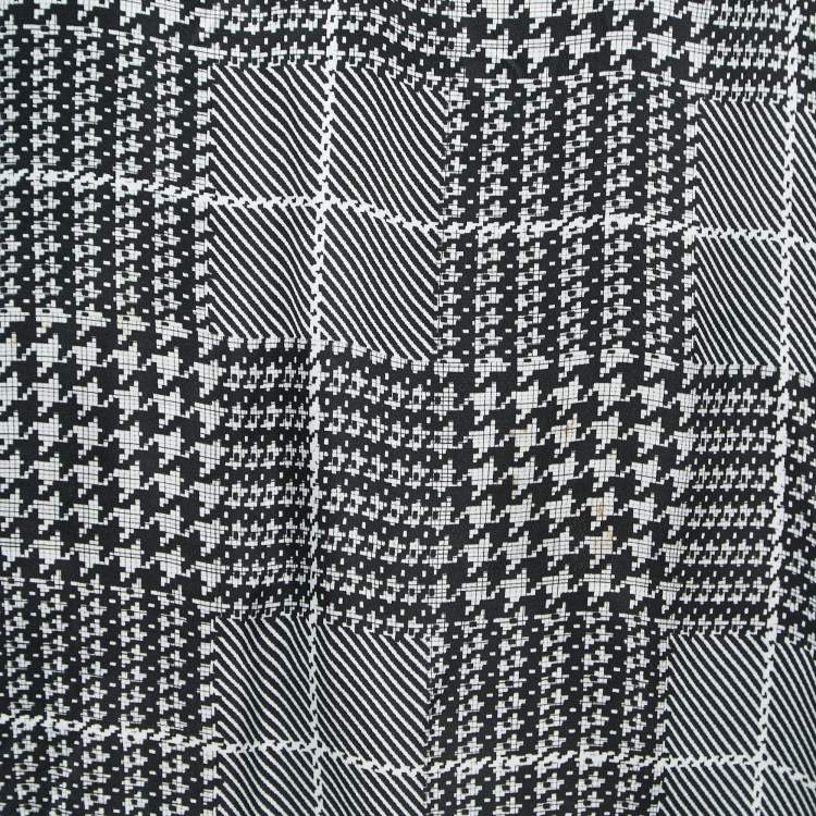 Pre Owned CH Carolina Herrera Black Patterned Crepe Shirt Blouse S