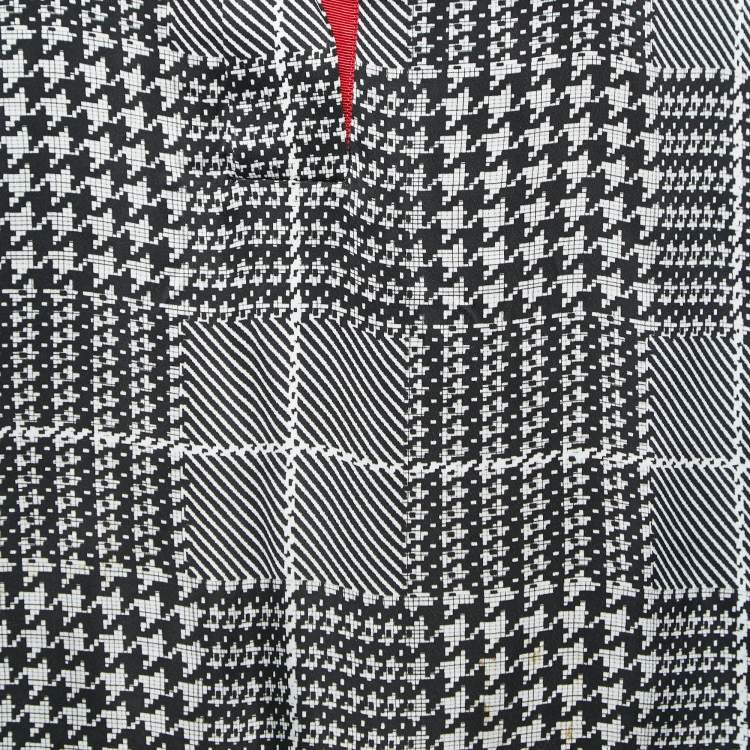 Pre Owned CH Carolina Herrera Black Patterned Crepe Shirt Blouse S