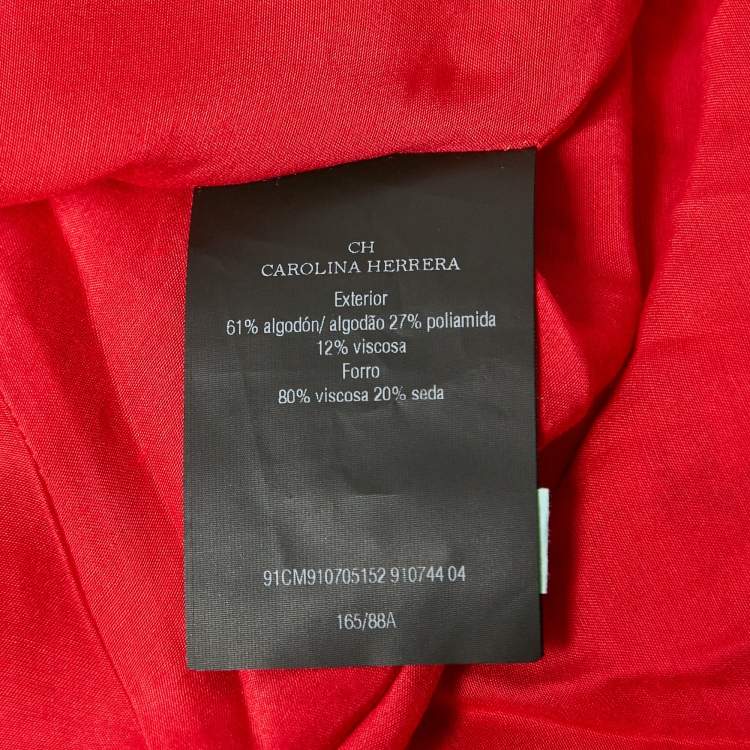 Pre Owned CH Carolina Herrera Red Floral Lace Sleeveless Belted Midi Dress S
