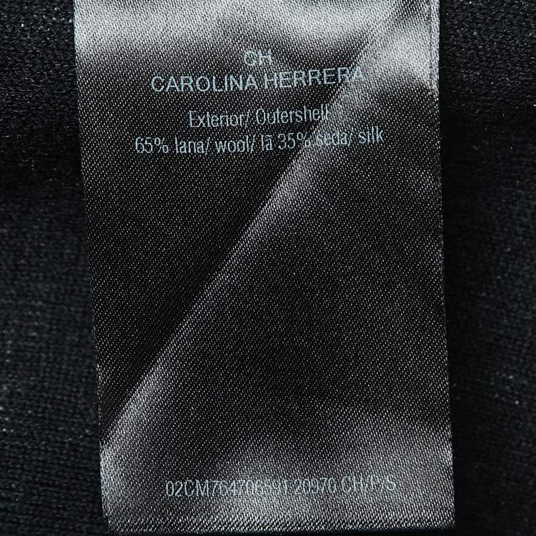 Pre Owned CH Carolina Herrera Black Houndstooth Wool Blend  Elasticized Waist Wide-leg Pants S