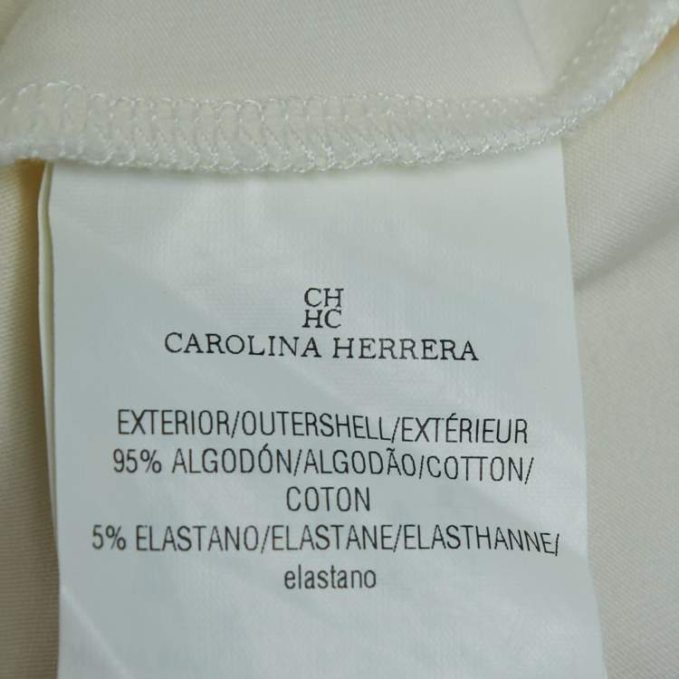 Pre Owned CH Carolina Herrera Cream Cotton Sequin Detailed Short Sleeve T-Shirt XS