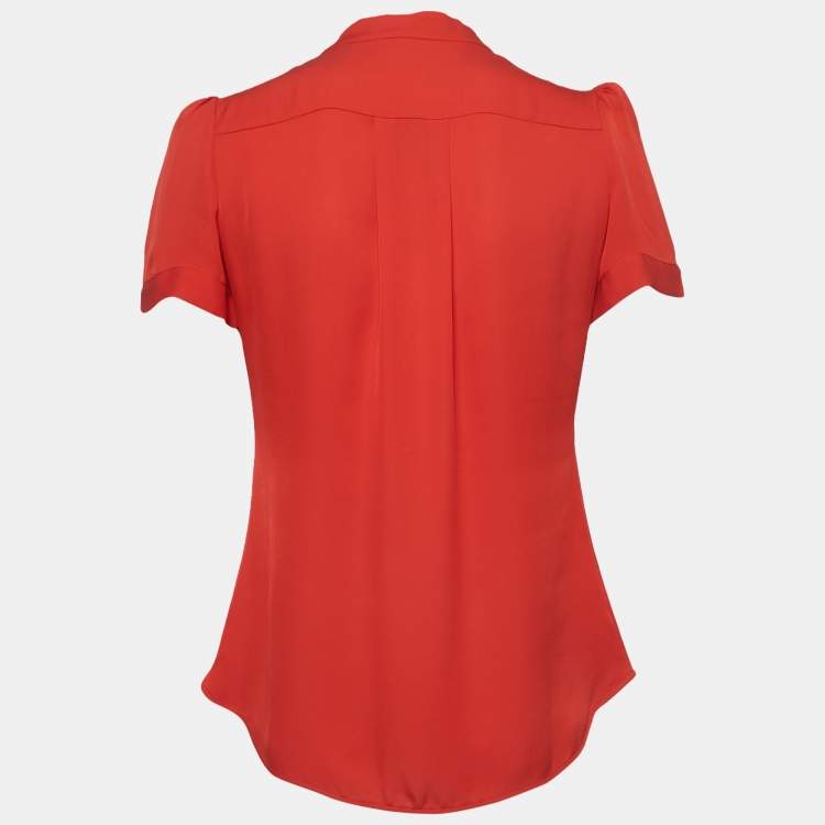 Pre Owned CH Carolina Herrera Red Silk Top S