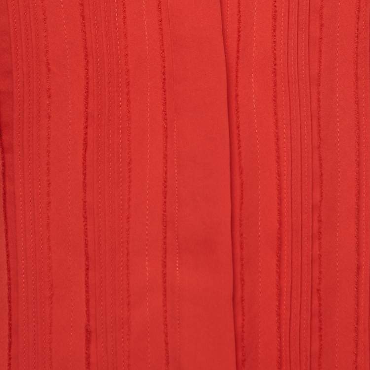 Pre Owned CH Carolina Herrera Red Silk Top S