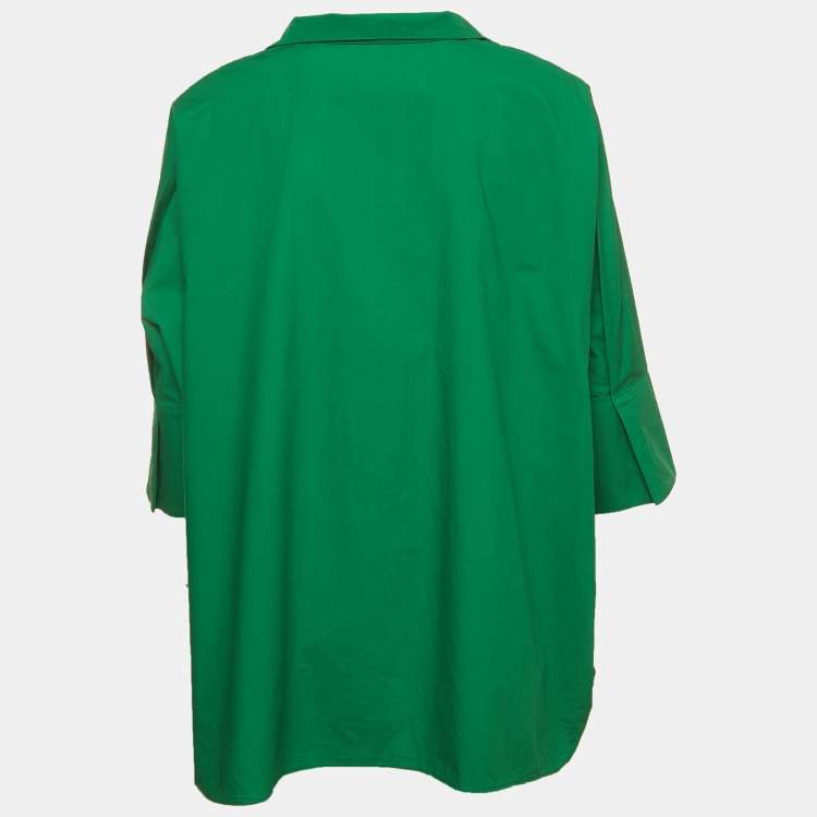 Pre Owned CH Carolina Herrera Green Cotton Logo Patch Oversized Shirt M