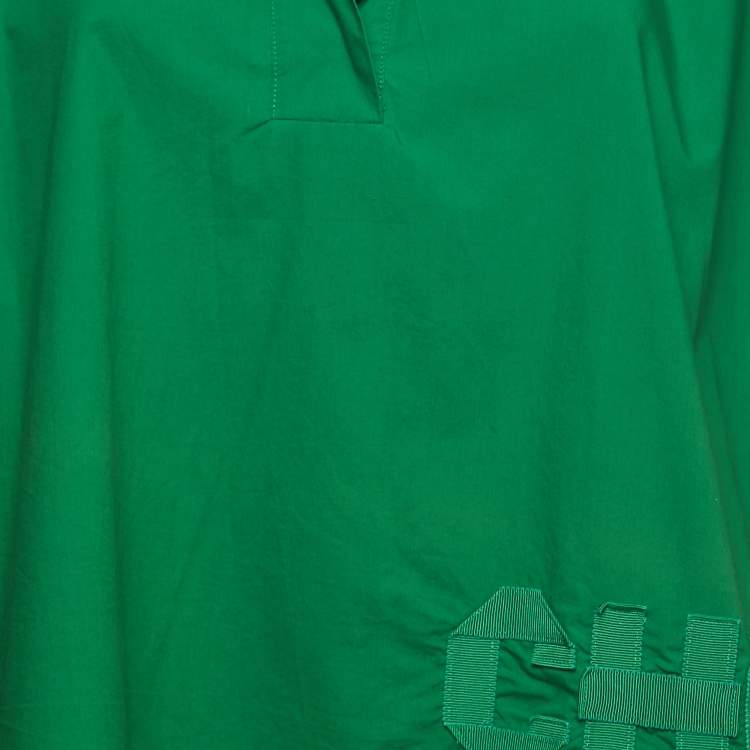 Pre Owned CH Carolina Herrera Green Cotton Logo Patch Oversized Shirt M