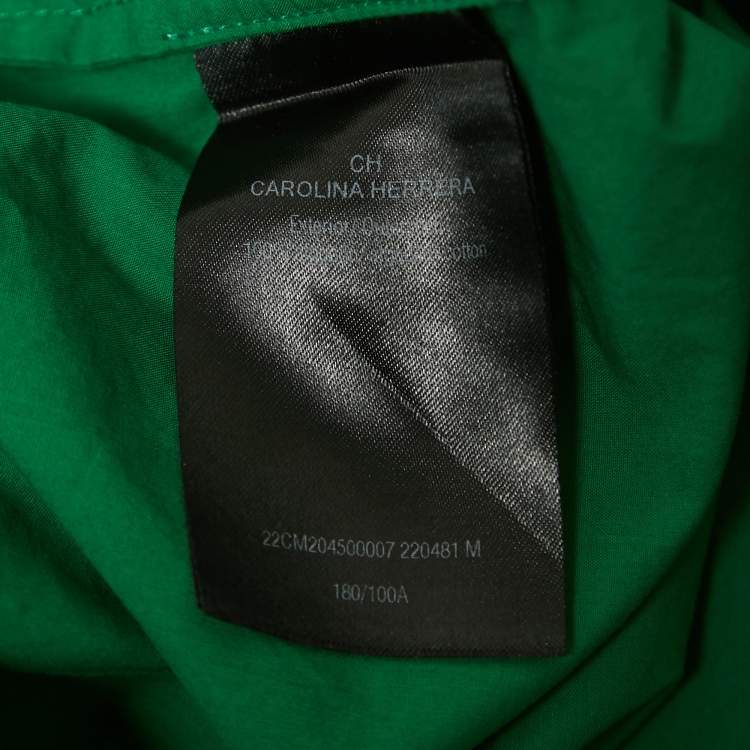 Pre Owned CH Carolina Herrera Green Cotton Logo Patch Oversized Shirt M