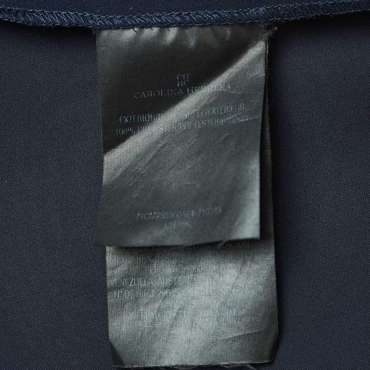 مملوكة مسبقًا CH Carolina Herrera Navy Blue Crepe Asymmetrical Top S