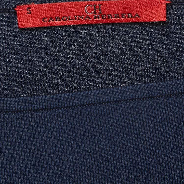 مملوكة مسبقًا CH Carolina Herrera Navy Blue Knit Sleeveless Top S