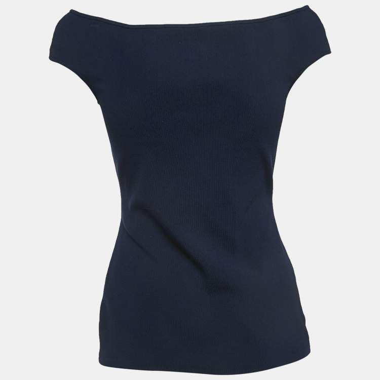 مملوكة مسبقًا CH Carolina Herrera Navy Blue Knit Sleeveless Top S