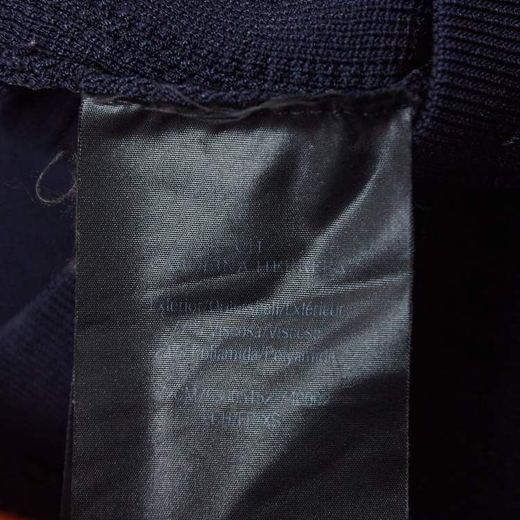 Pre Owned CH Carolina Herrera Navy Blue Ribbed Knit Top XS