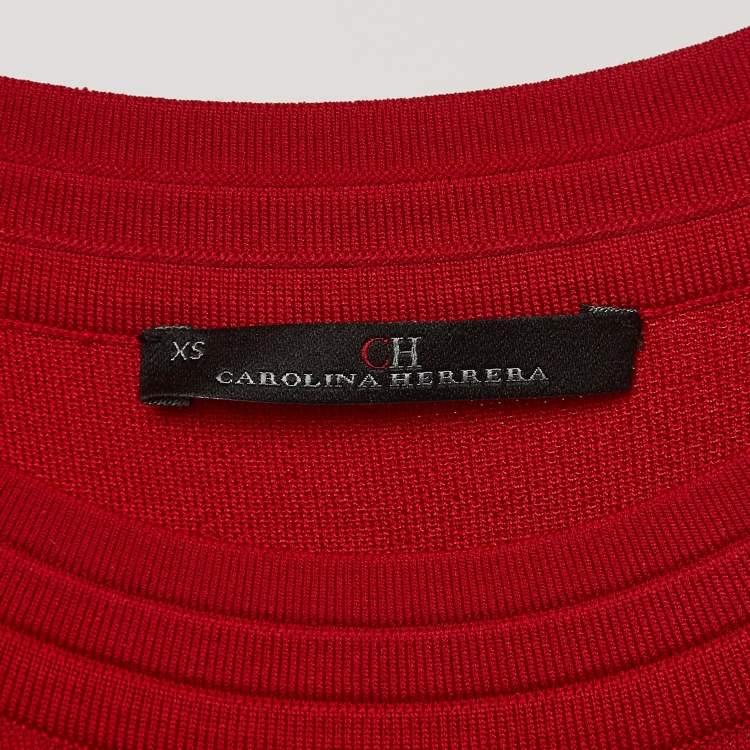 Pre Owned CH Carolina Herrera Red Knit Flared Short Dress XS