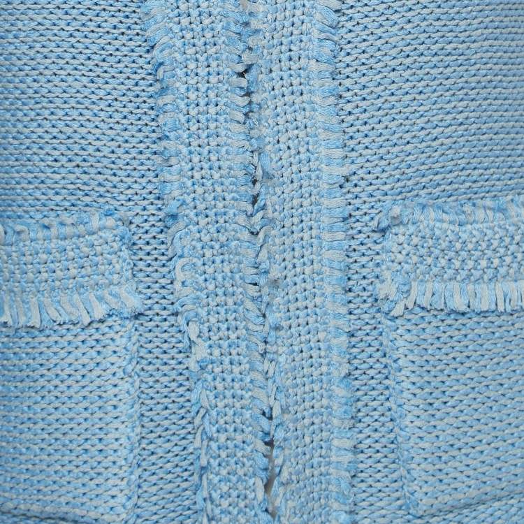 Pre Owned CH Carolina Herrera Blue Crochet Knit Jacket XS