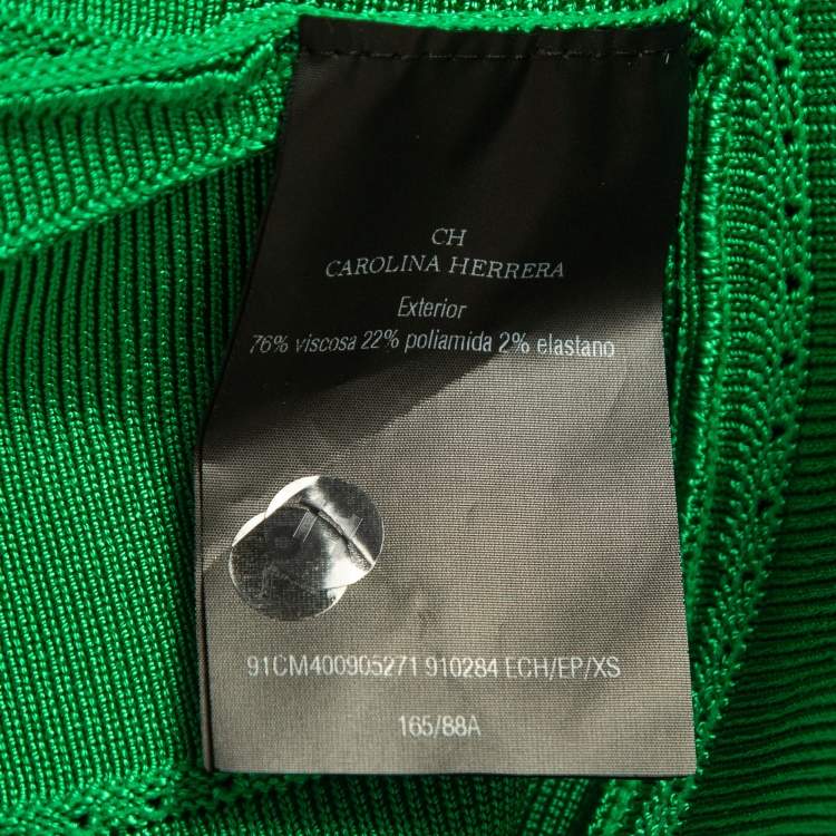 Pre Owned CH Carolina Herrera Green Knit Peplum Top XS