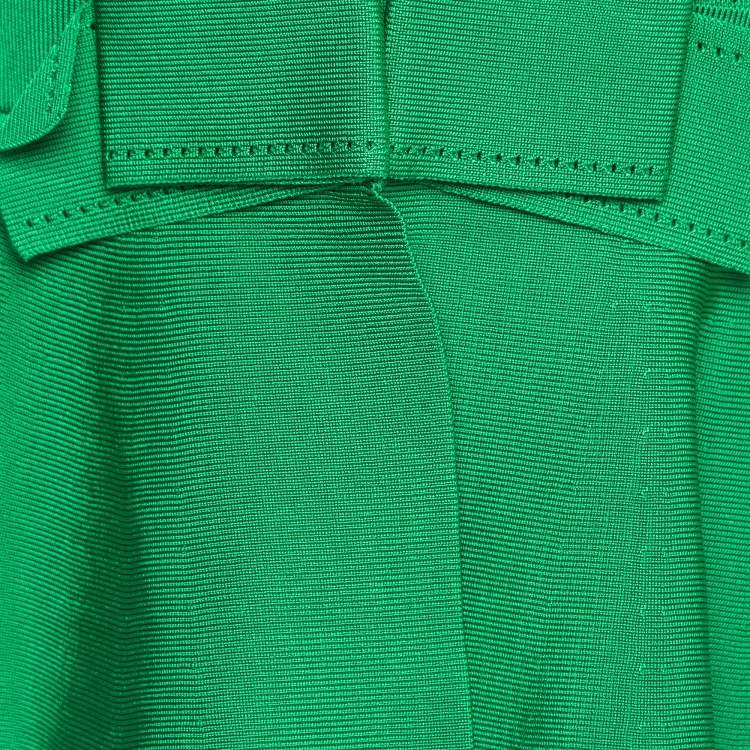 Pre Owned CH Carolina Herrera Green Knit Peplum Top XS